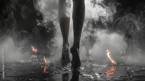 Women feet smoke art