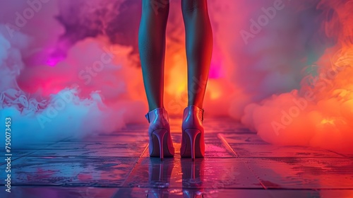 Women feet smoke art