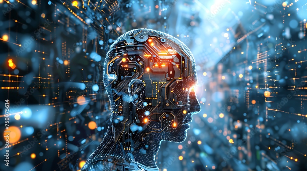 Futuristic Tech and AI Representation. Concept of Artificial Intelligence. Futuristic Tech and AI Representation. Concept of Artificial Intelligence.