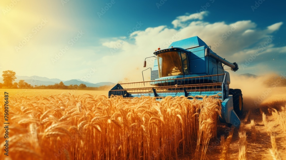 Agricultural machinery. combine harvesters threshing wheat fields for efficient harvest Agricultural machinery. combine harvesters threshing wheat fields for efficient harvest