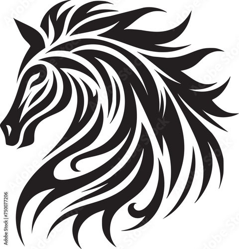 Elegant Tribal Horse Head in Abstract Style