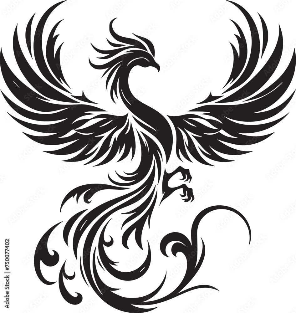 Elegant Phoenix Outline in Flight Elegant Phoenix Outline in Flight