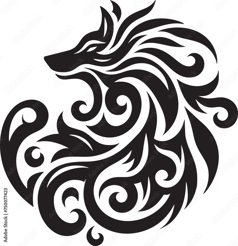 Elegant Ethnic Wolf Emblem
