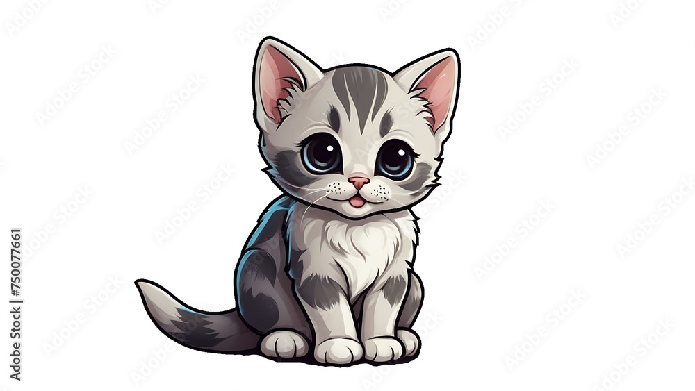 Beautiful baby cat with captivating eyes, isolated portrait of a cute kitten on background