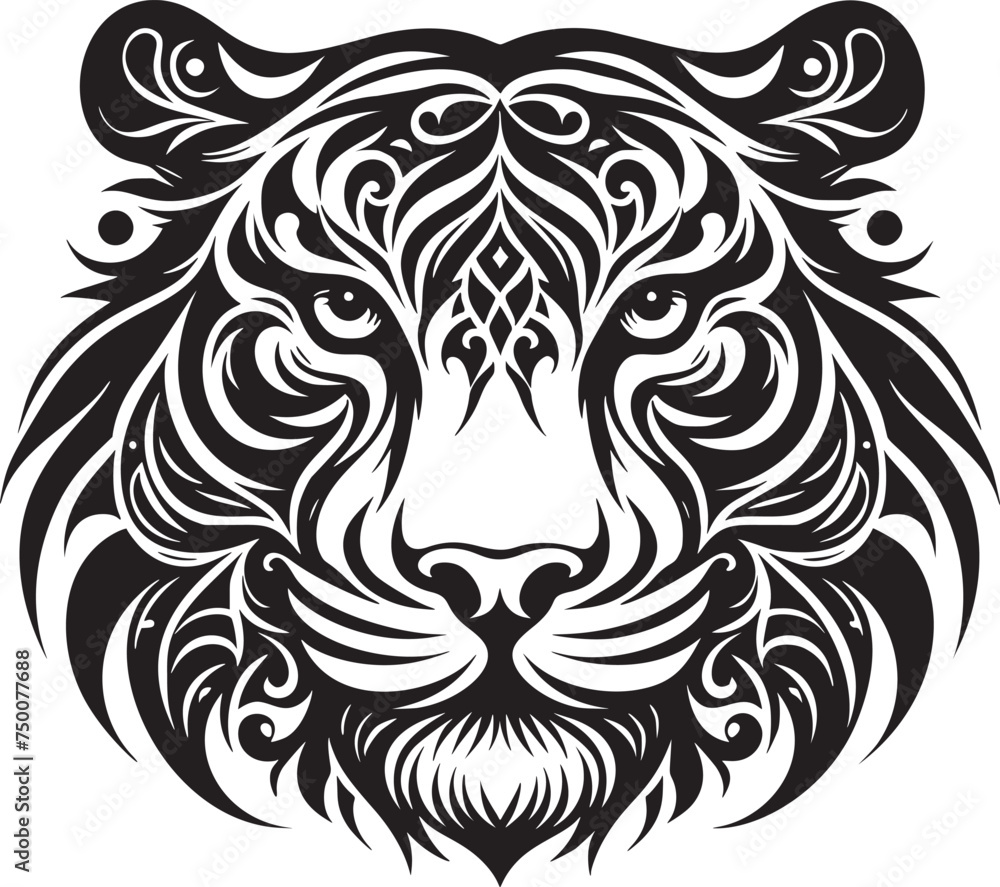 Intricate Tribal Tiger Face Artwork