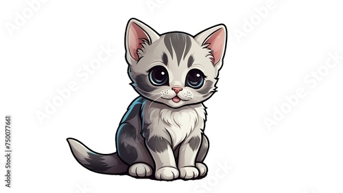 Beautiful baby cat with captivating eyes  isolated portrait of a cute kitten on background