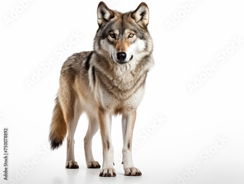 white gray wolf isolated on white background