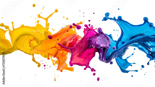 Fun and bright paint splatters set against a clean white background. Our high-quality images will add a playful touch to your design projects photo