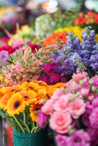 Wallpaper Mural Farmers outdoor market stall with locally grown and sustainable flowers. Torontodigital.ca