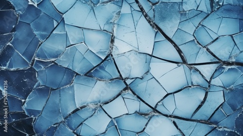 Frozen wonderland. breathtaking cracks on the surface of blue ice in a serene winter mountain lake