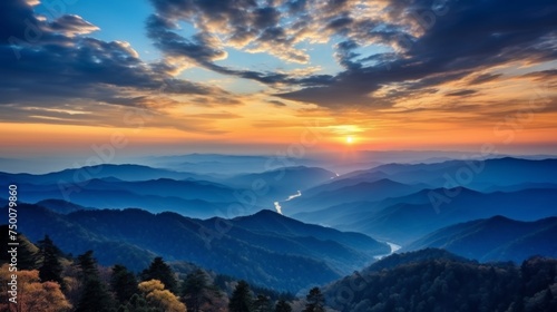 Majestic summer mountains blanketed in radiant sunset glow - nature landscape photography