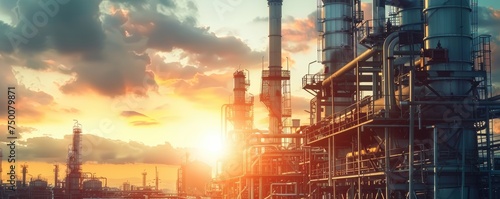 Industrial landscape at sunset