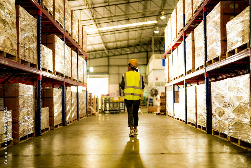 operation worker woman checking and inspecting cargo for stack items for shipping. Staff checking the store factory. industry factory warehouse. Worker Scanning Package In Warehouse. operation worker woman checking and inspecting cargo for stack items for shipping. Staff checking the store factory. industry factory warehouse. Worker Scanning Package In Warehouse.