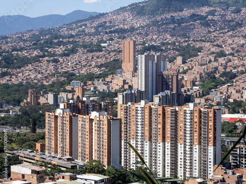 Obraz na płótnie View from above of the Medellin city development. Colombia w salonie