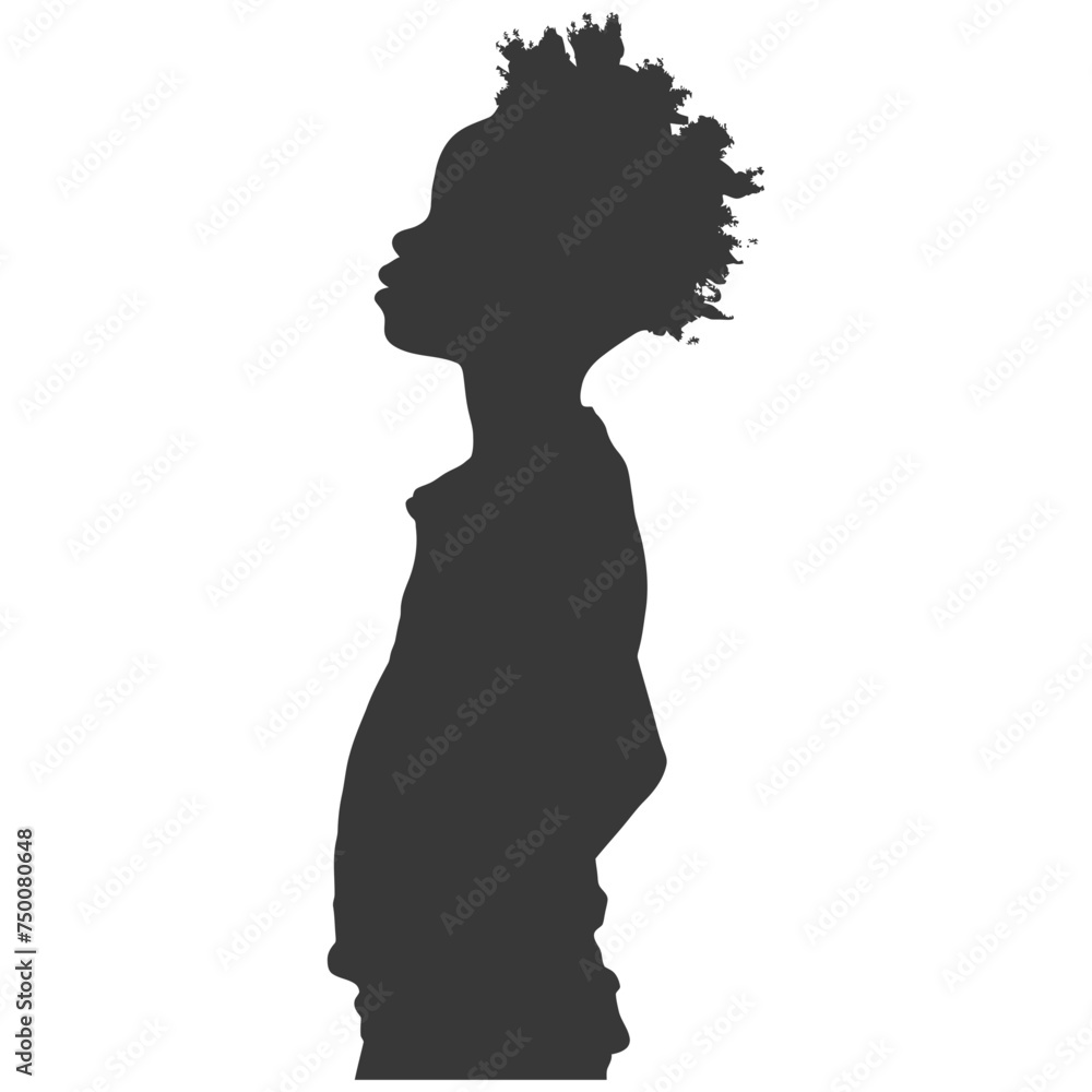 Silhouette african boy black color only Silhouette african boy black color only