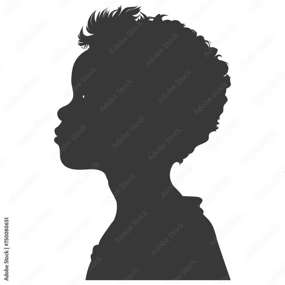 Silhouette african boy black color only