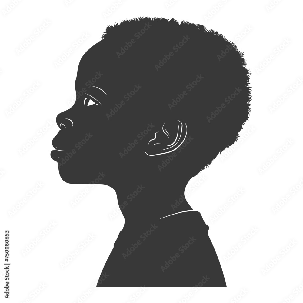 Silhouette african boy black color only Silhouette african boy black color only