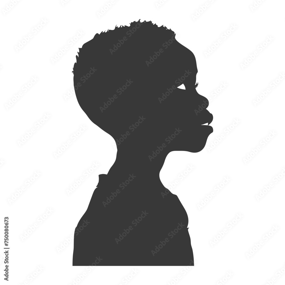 Silhouette african boy black color only Silhouette african boy black color only