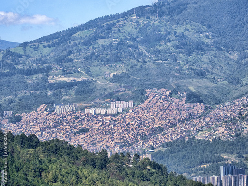 View from above of the Medellin city development. Colombia