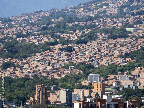 Obraz na płótnie View from above of the Medellin city development. Colombia w salonie