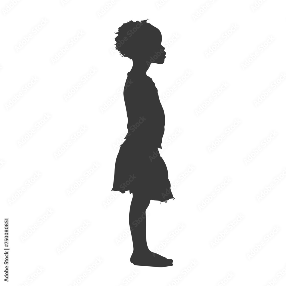 Silhouette african girl alone black color only