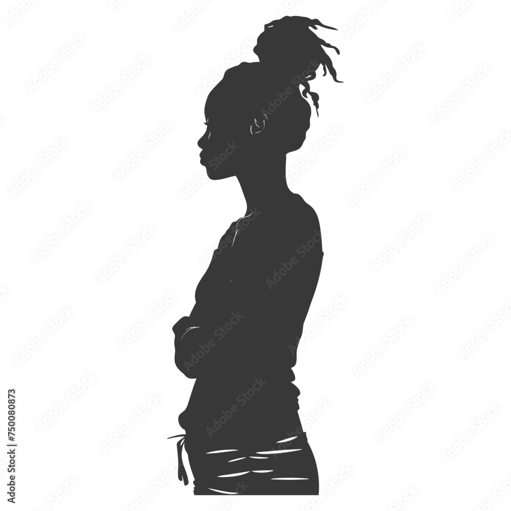 Silhouette african girl alone black color only