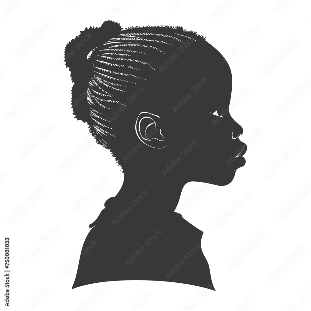 Silhouette african girl black color only