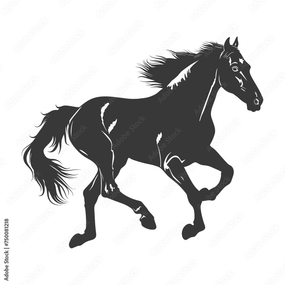 Obraz premium Silhouette a horses galloping black color only