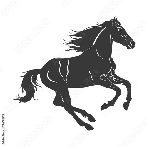 Silhouette a horses galloping black color only