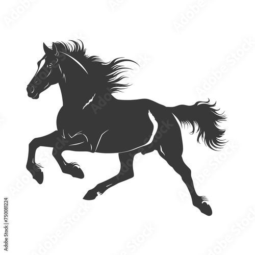 Silhouette a horses galloping black color only