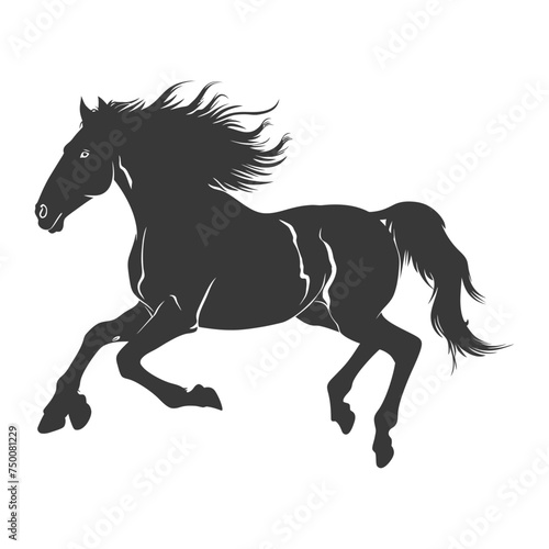Silhouette a horses galloping black color only