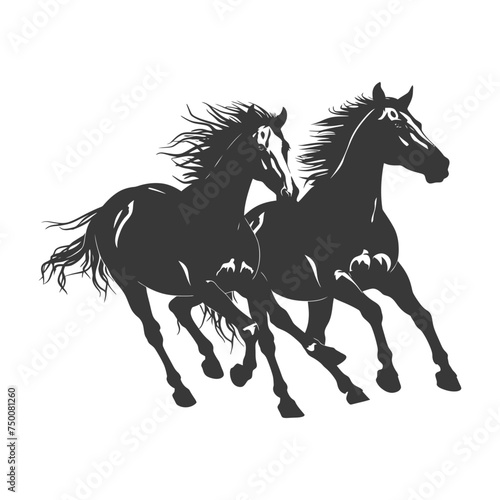 Silhouette a horses galloping black color only