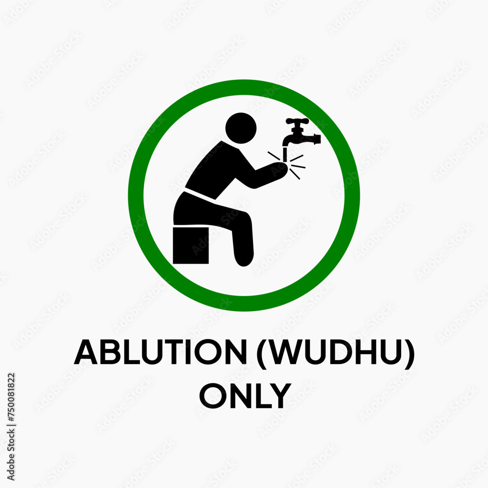 Label or sticker indicating the place of ablution. Label or sticker indicating the place of ablution.