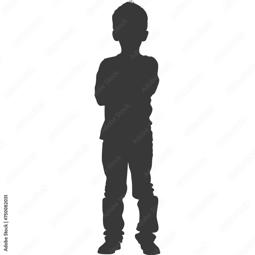Silhouette asian boy black color only Silhouette asian boy black color only