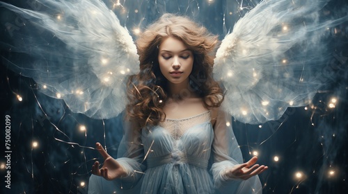 Captivating healing angel in ethereal light. a source of spiritual power, comfort, and tranquility