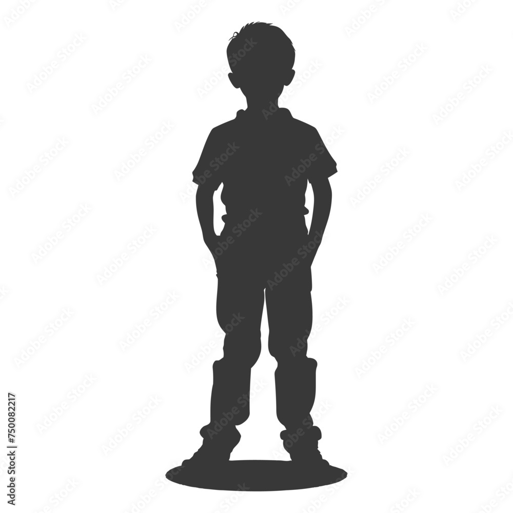 Silhouette asian boy black color only Silhouette asian boy black color only