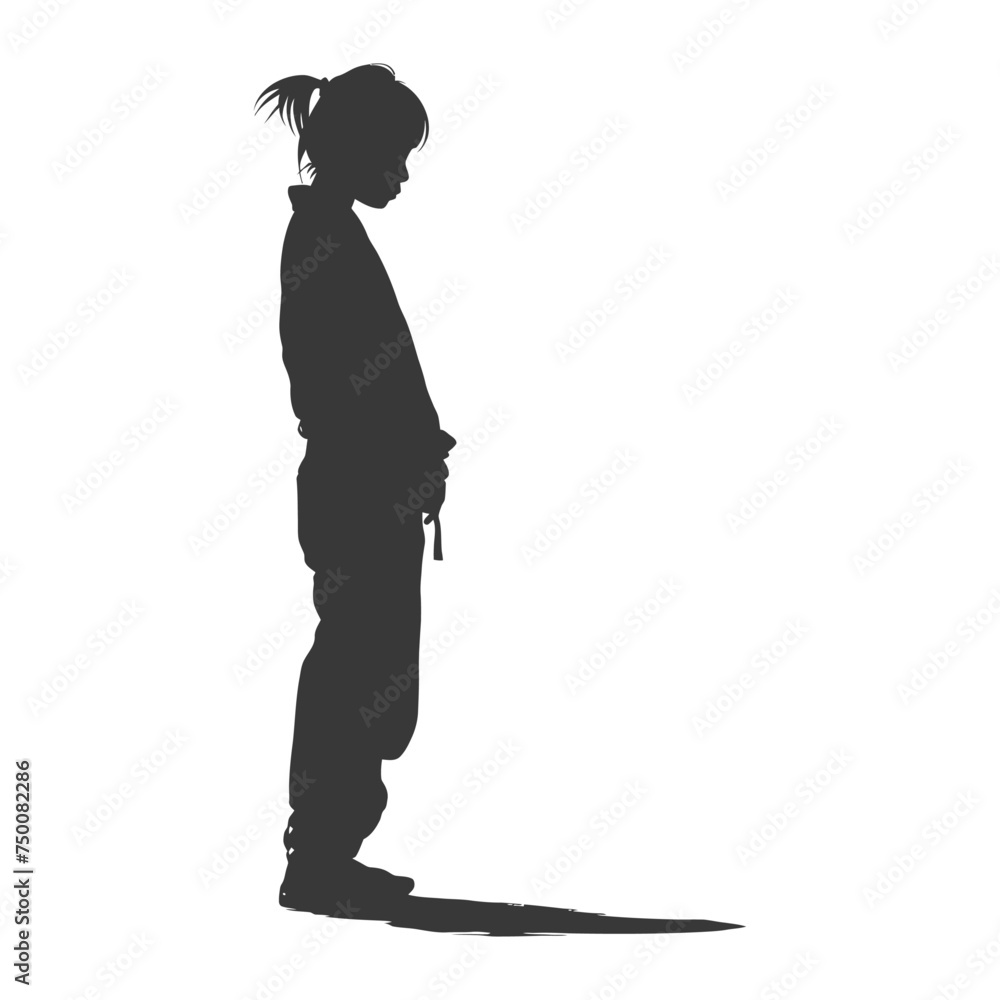 Silhouette asian girl alone black color only Silhouette asian girl alone black color only
