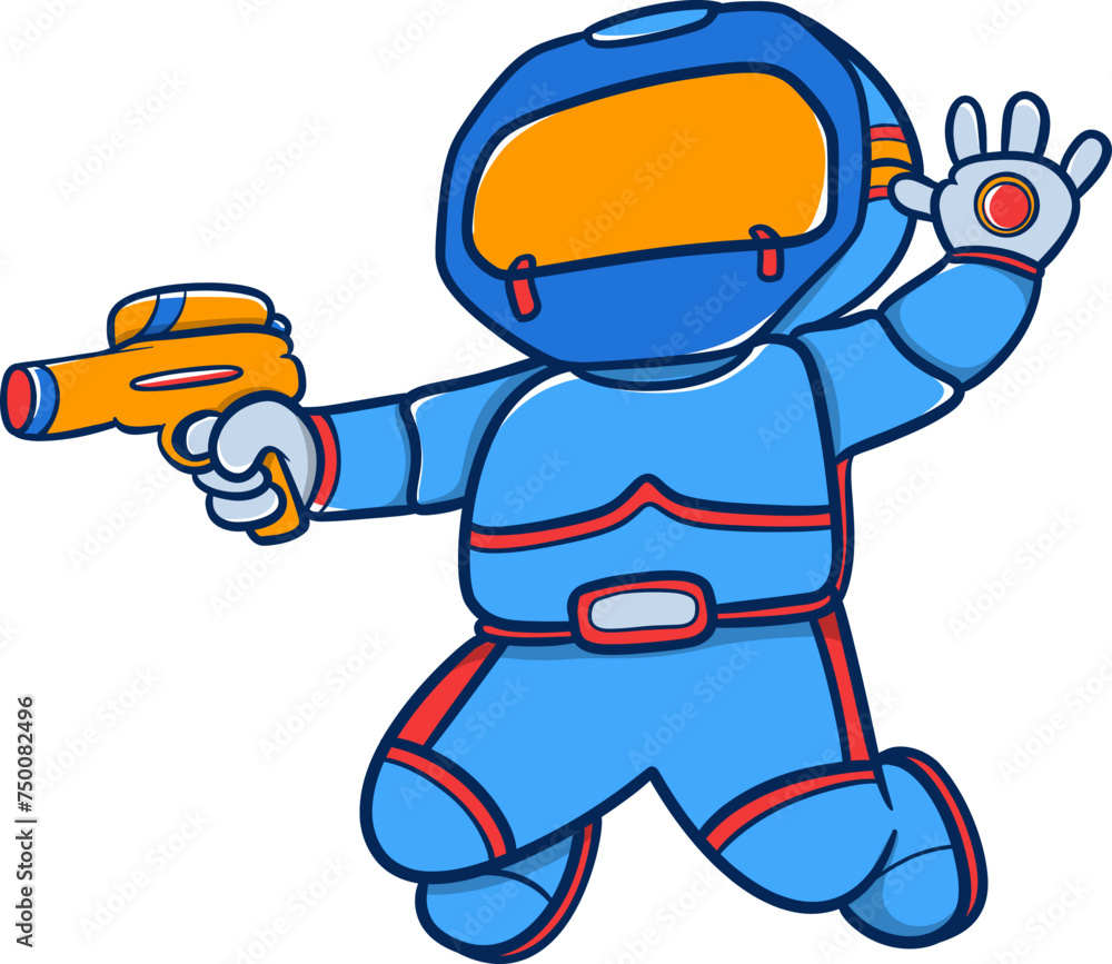 Cartoon robot with a blaster