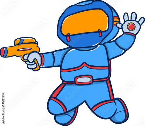 Cartoon robot with a blaster