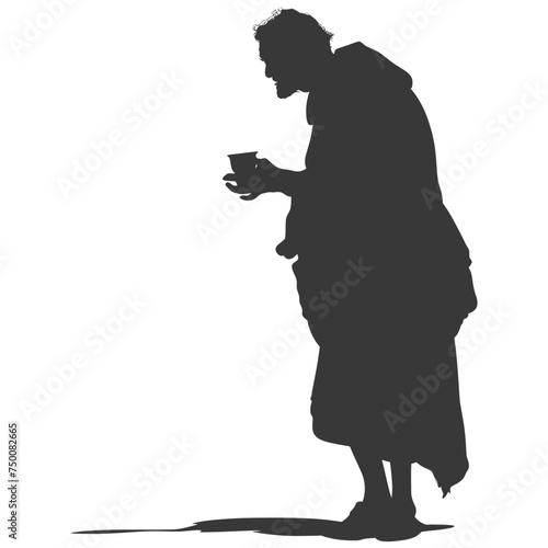 Silhouette beggar black color only full body