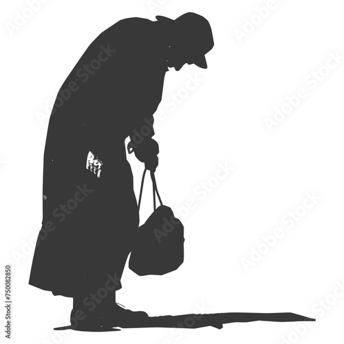Silhouette beggar black color only full body