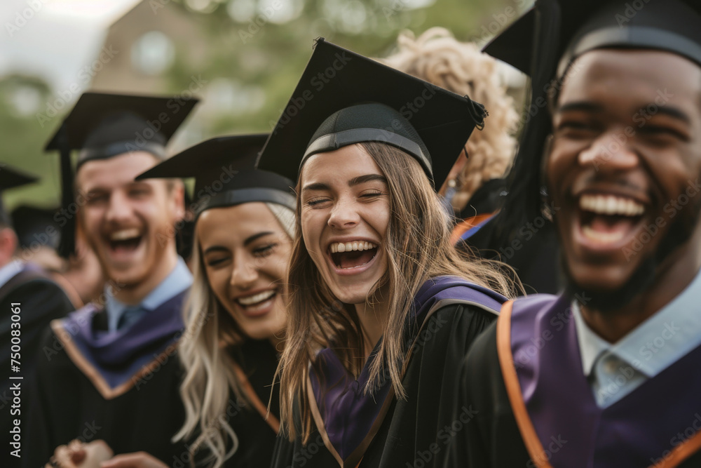 Joyful Graduates Celebrating Commencement with Laughter and Smiles Joyful Graduates Celebrating Commencement with Laughter and Smiles
