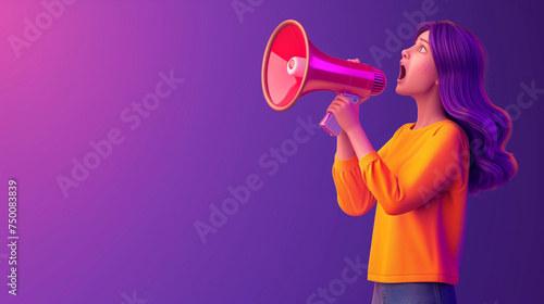 woman shouting into megaphone