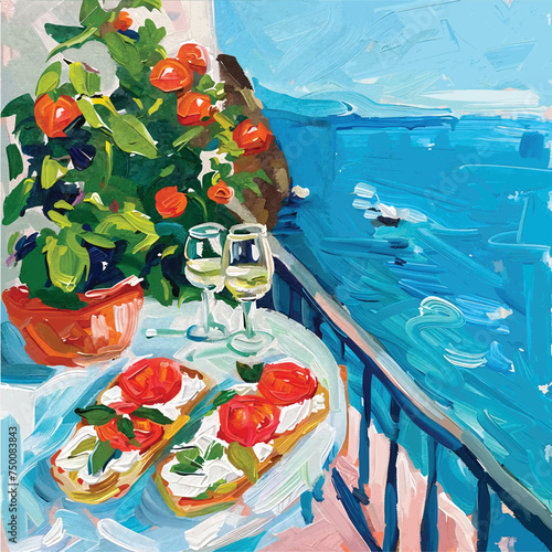 View from the window of the picturesque landscape in Greece