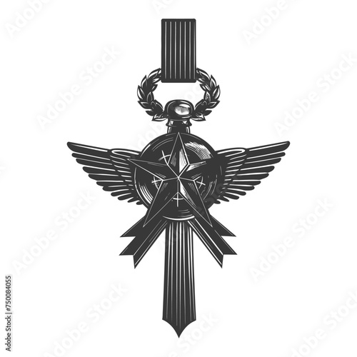 Silhouette war medal of honor black color only