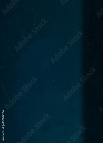 Broken texture. Distressed overlay. Old film noise. White dust scratches dirt stains weathered fractured glass effect on dark black blue grunge illustration abstract background.