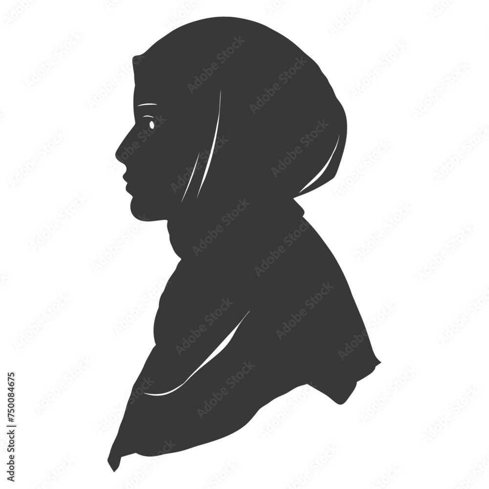 Silhouette women head wearing hijab black color only