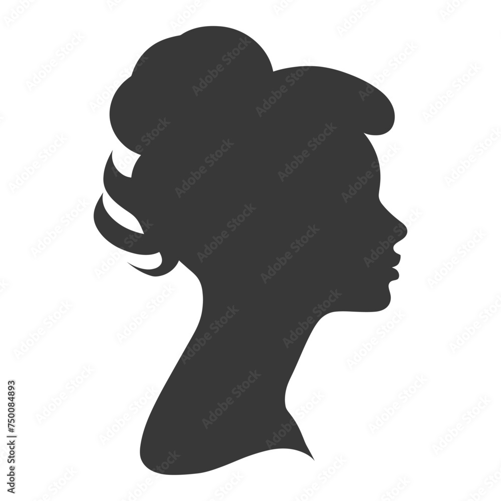 Silhouette women head thick black color only Silhouette women head thick black color only