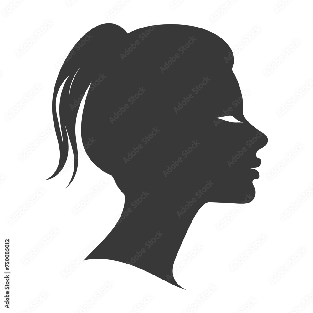Silhouette women head thick black color only Silhouette women head thick black color only