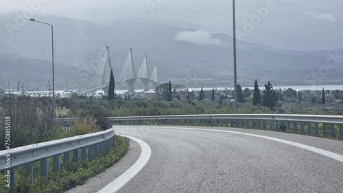bridge of rio antirio in patra greece photo